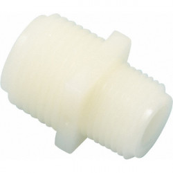Unequal plastic nipple 3/8" - 1/2" male threads