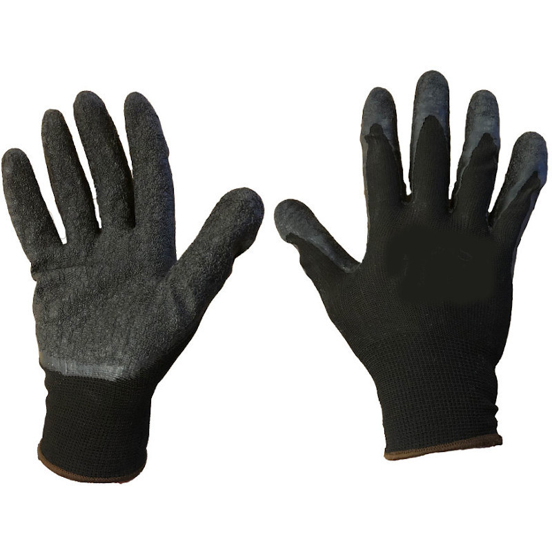 Latex black palm coated Gloves