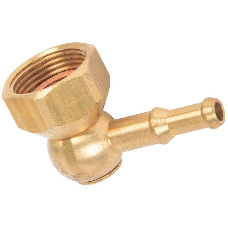 90 degree brass swivel connector with barb