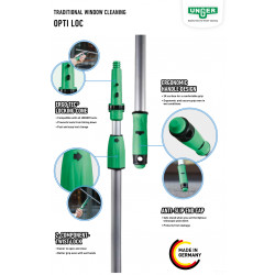 Unger OptiLoc 3 sections telescopic pole 1.85m for window cleaning