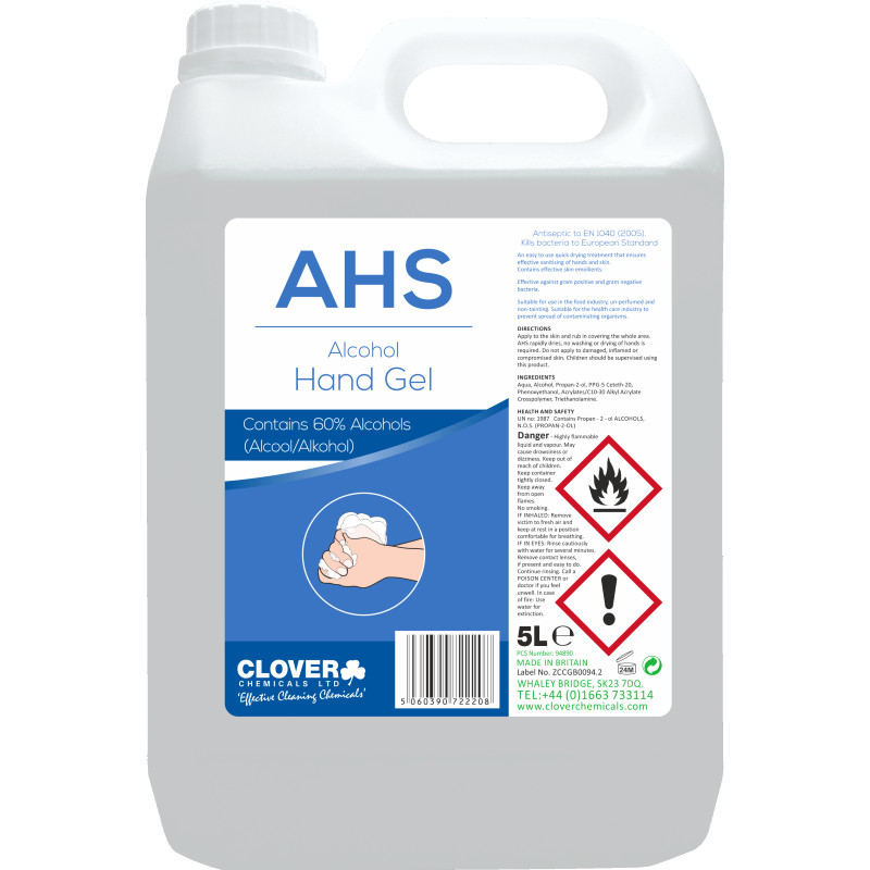 Clover AHS Alcohol Hand Sanitiser Gel 5L