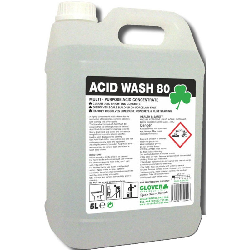 Clover Acid Wash 80 Extra Strength Acidic Toilet Descaler 5L