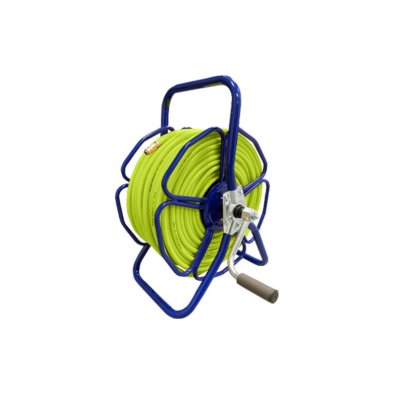 Metal Freestanding Hose Reel with 100m 8mm HIVIZ Hose & Fittings