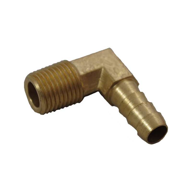 Brass elbow hose tail 8mm x 1/4 thread