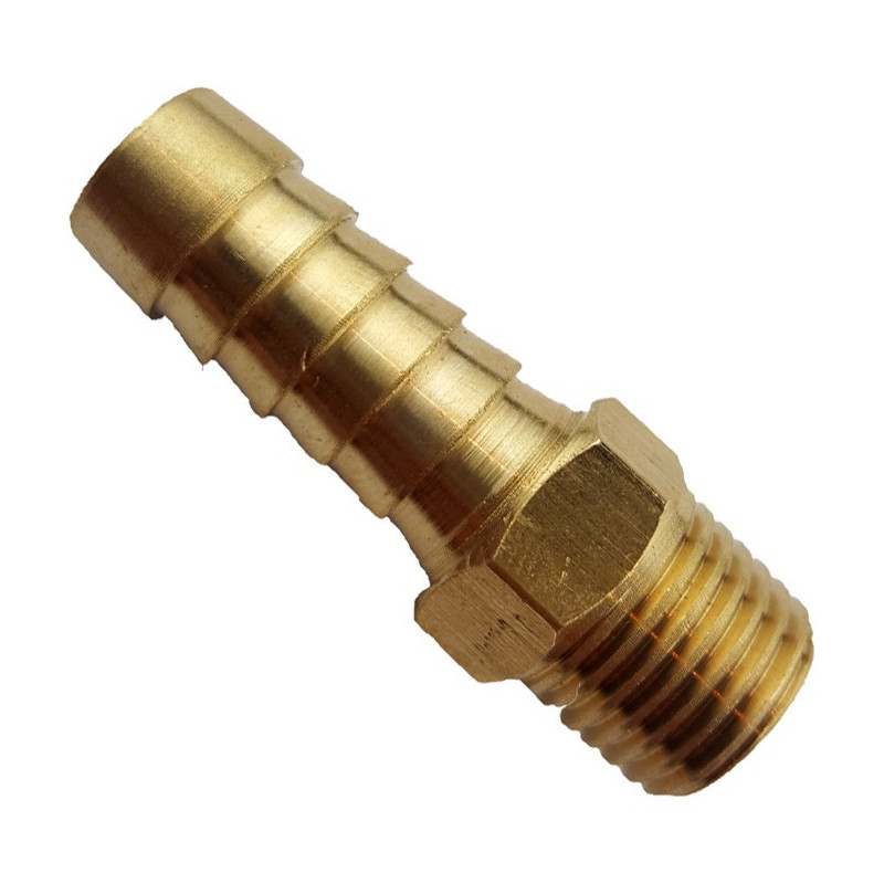 Brass hose barb 10mm with 1/4" male thread